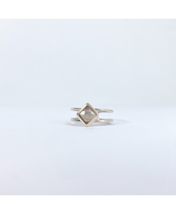 Anillo infinity square doble labradorita